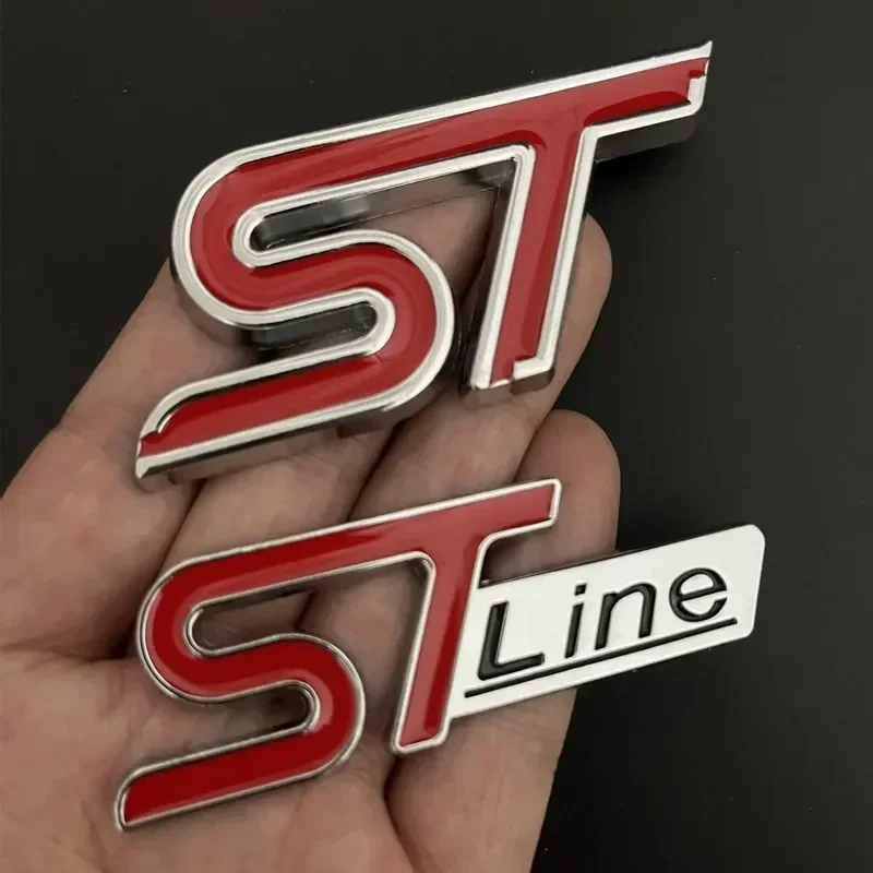 Car Sticker 3D Metal ST Line Front Grille Emblem Rear Trunk Badge For Edge Puma Kuga Mondeo Fiesta Ecosport Focus STLINE Sticker