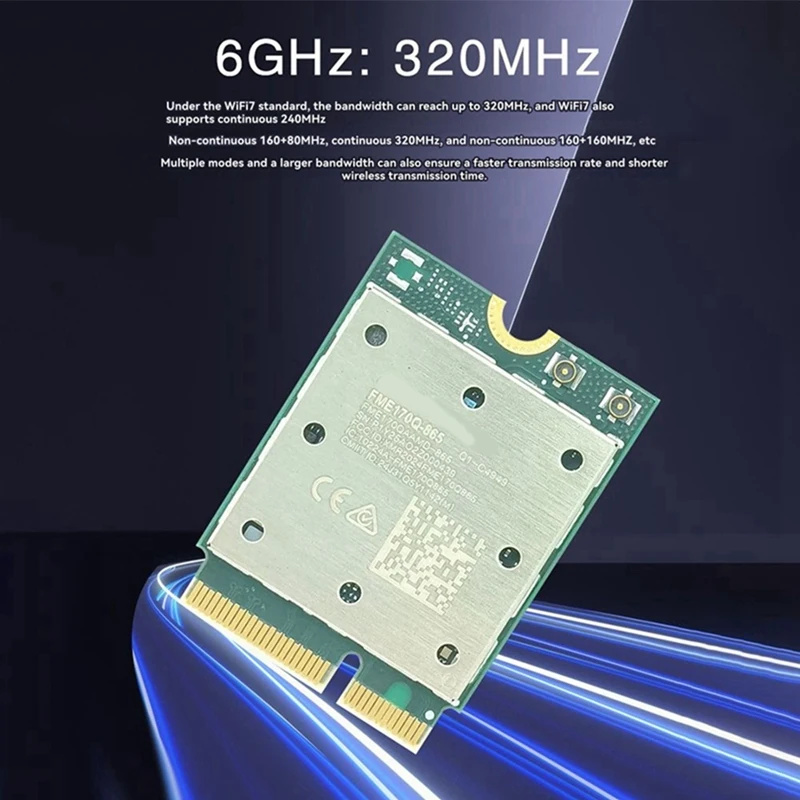 

WiFi7 QCNCM865 Bluetooth 5.4 Wireless Network Card 5800M Tri Band 2.4G/5G/6Ghz M.2 NGFF Wireless Network Adapter A-ABVP