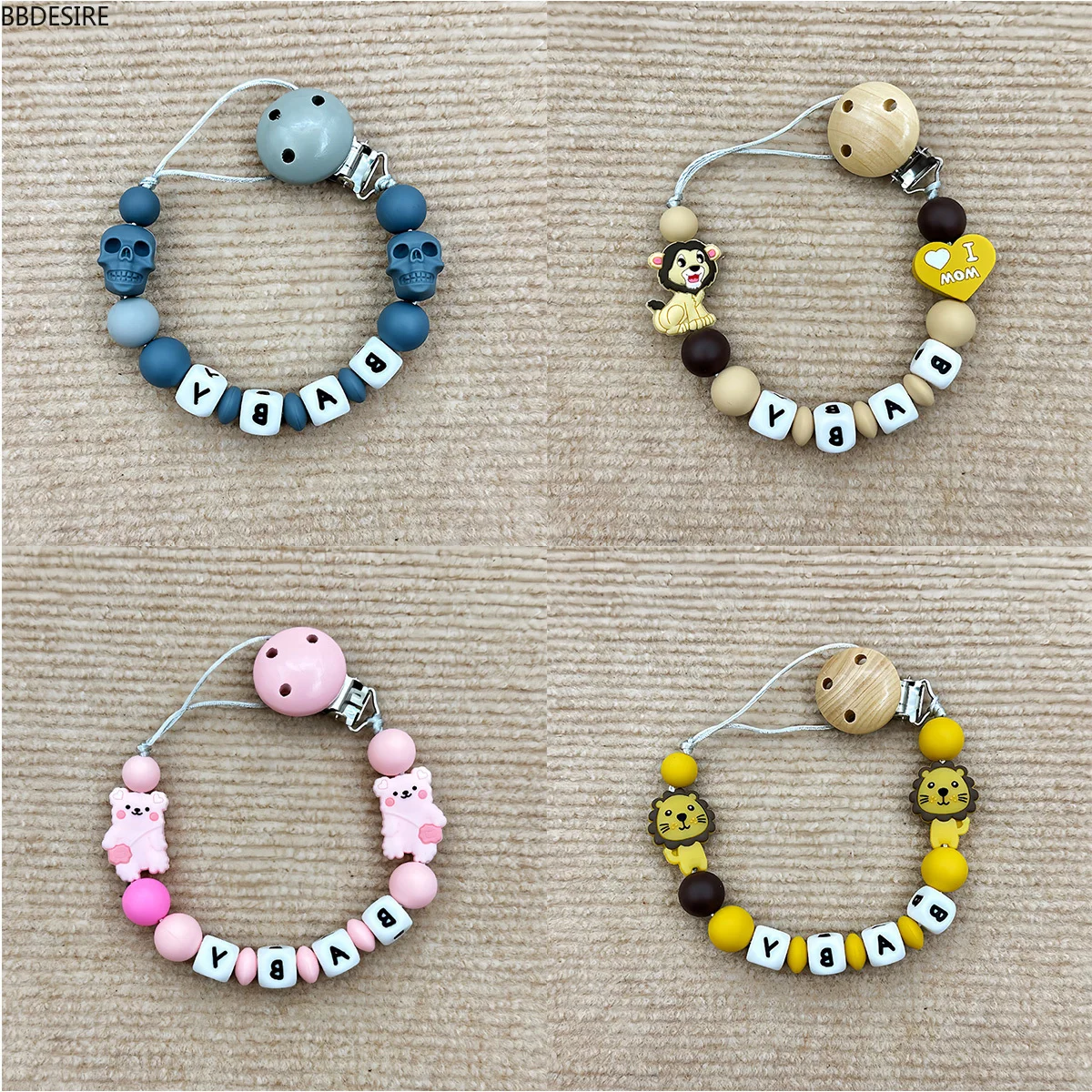 Customized English Alphabet Names for Baby Pacifiers Luminous Pendant Pacifier Clips Chains Holder Teether Baby Kawaii Toy Gifts