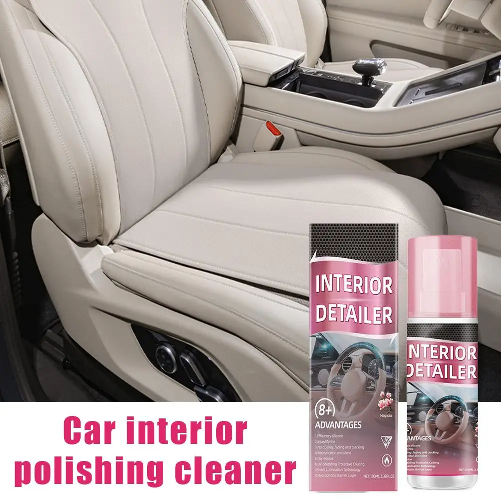 100ml Car Interior Polishing Cleaner, No Rinse Multi-Purpose Interior Detailer Spray, Leather Plastic Cleaner for Car Sofa Home