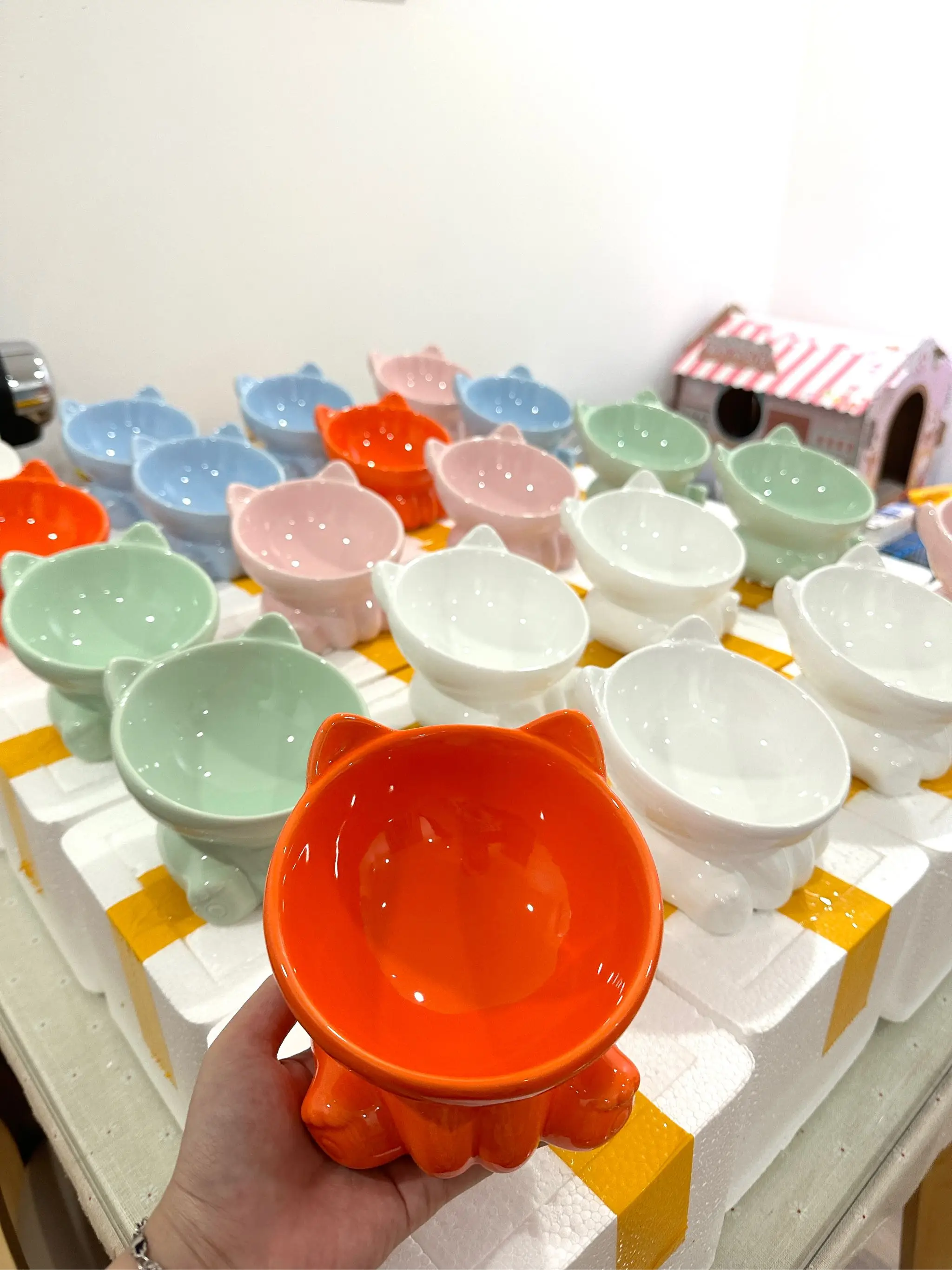 Ceramic Pet Food Bowl Tilt High Bottom Neck Protector Bowl Antichoking Dog and Cat Water Bowl Antidumping Dog Feeding Supplies view 6
