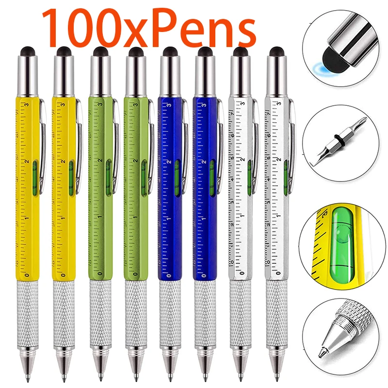 

100Pcs Multitool Pen with Ballpoint Pen Ruler Level Pens Cool Gadget Birthday Gifts for Men