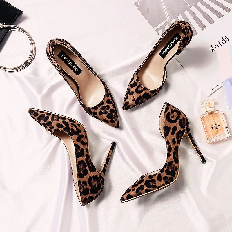 

Autumn Sexy Leopard Women Shoes High Heels 6-10CM Elegant Office Pumps Shoes Women Animal Print Pointed Toe Luxury Singles Shoes