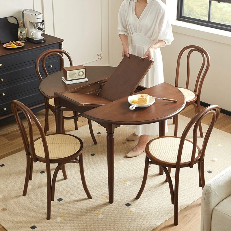 

Medieval oval folding dining table, French retro, small apartment round eating table