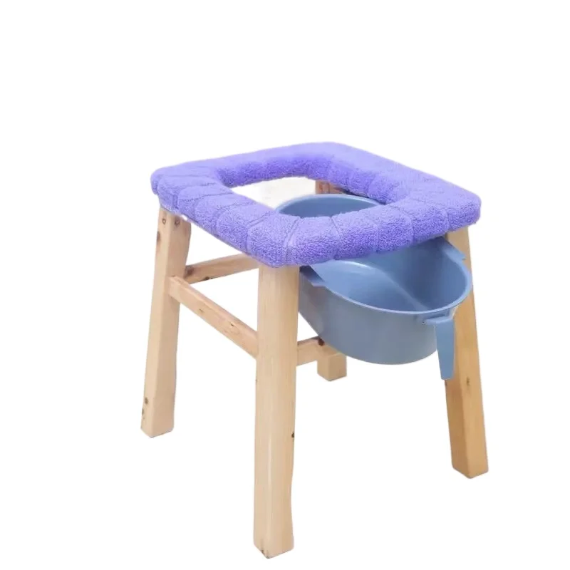 Solid Cedar Wood Portable Toilet Chair Pregnant Women Elderly Foldable Commode Stool Installation Free Height 25cm