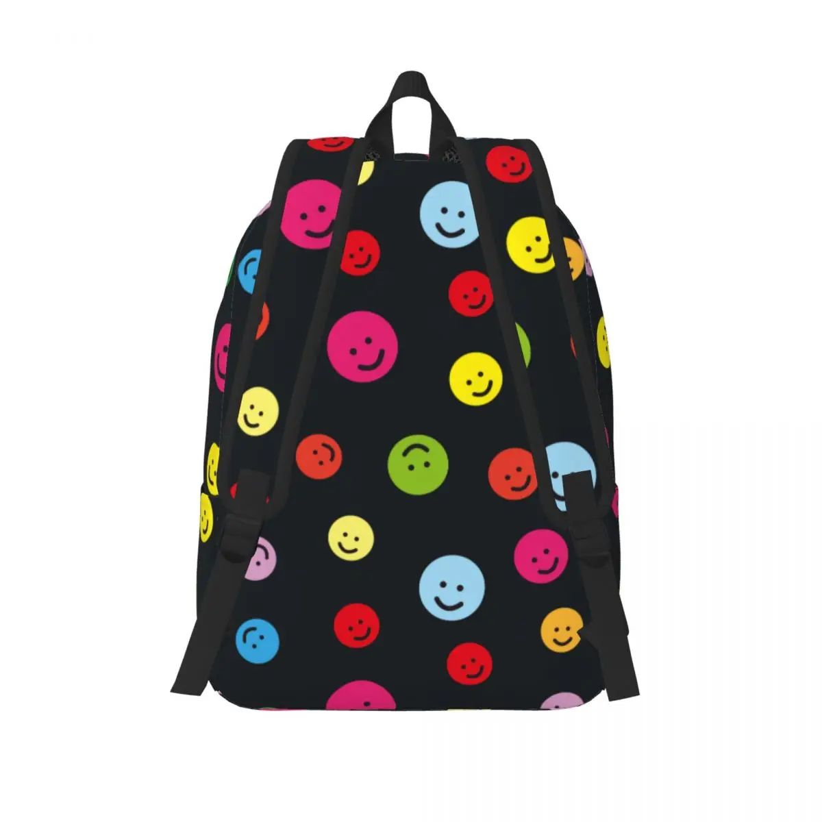 Smile Face Colorful Backpack Middle High College School Student Bookbag Men Women Canvas Daypack Lightweight