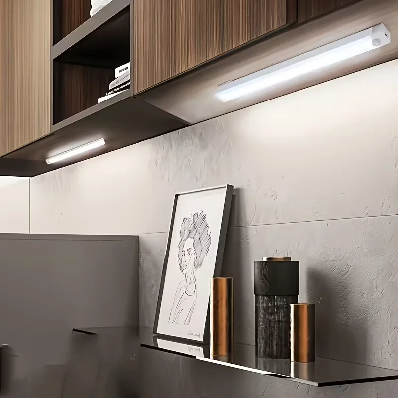 

Перезаряжаемый датчик движения, светодиодный барный светильник, индукционный ночник, портативный беспроводной магнитный светильник для шкафа для кухни, прикроватной комнаты