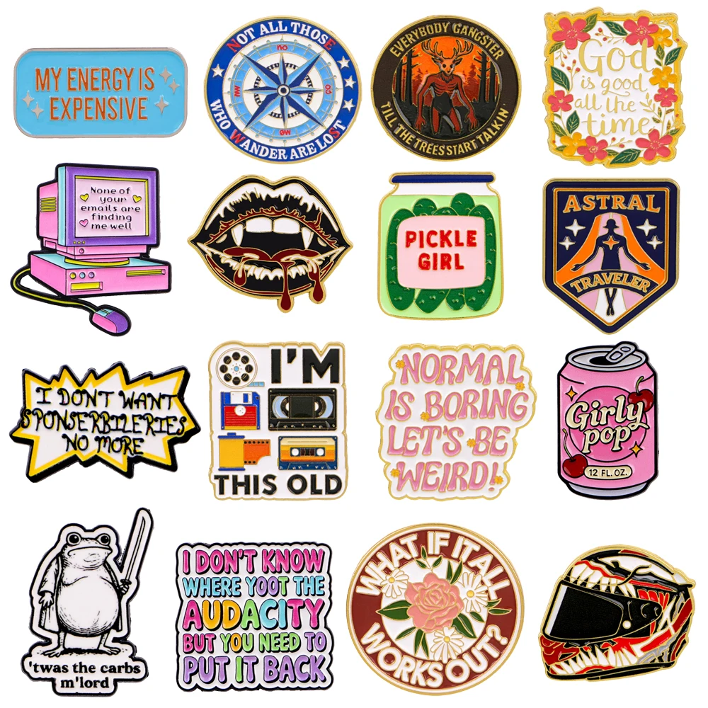 Girly Pop Quotes Soft Enamel Pin Lapel Pins for Backpack Women Badges on Clothes Brooches on Bags Accessories Jewelry