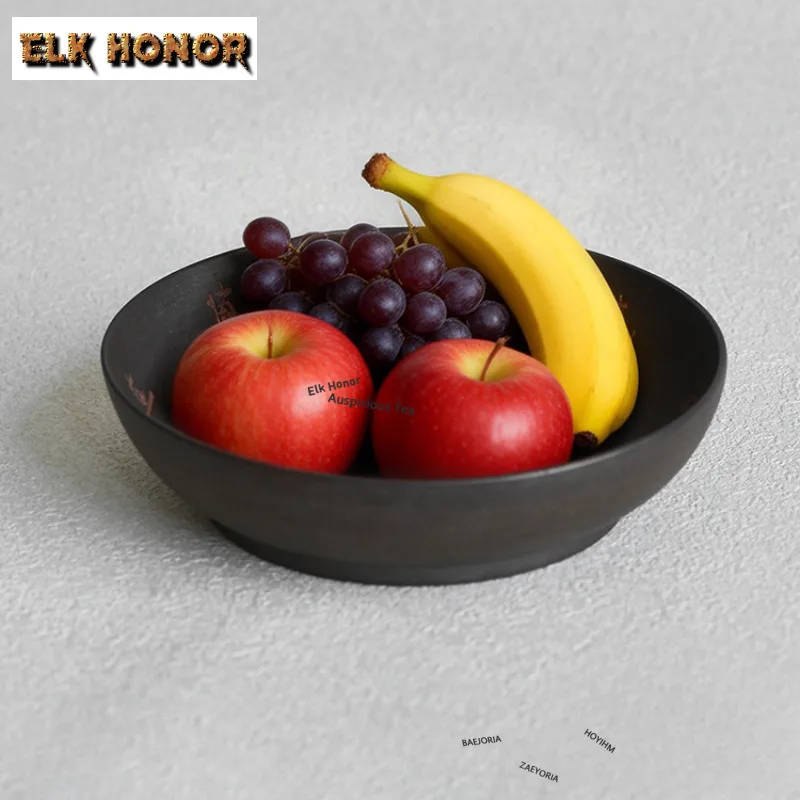ZAEYORIA Zen Balck Old Section Clay Pot Bearing Holder Coffee Cup Support Dry Soaking Table Tea Tray Coasters for Tea Ornaments