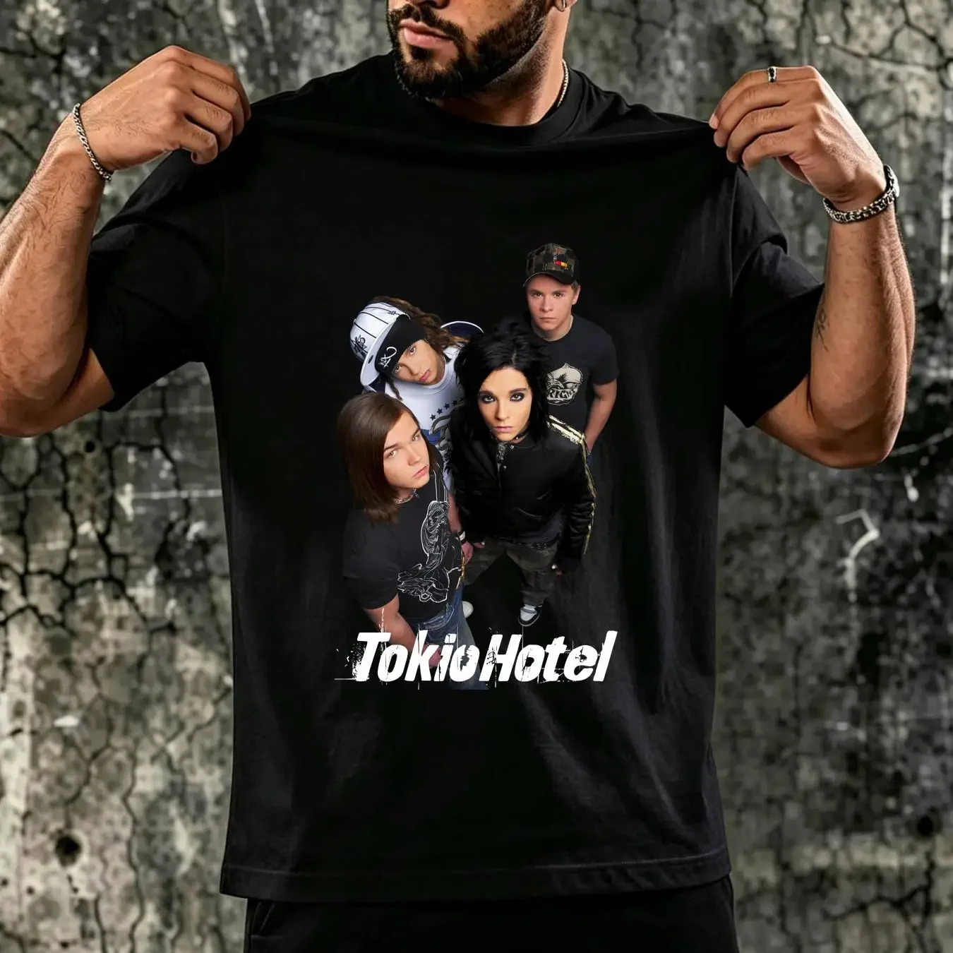 washed T Shirt New Rare Tokio Hotel Members For Fans Men All Size S 3XL vintage Washed streetwear homme Soft graphic