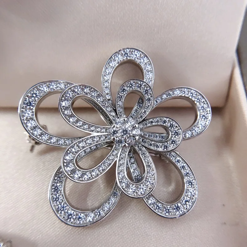 PT950 Platinum necklace - dual-purpose necklace - double-layered lace micro-set jewelry necklace as a gift