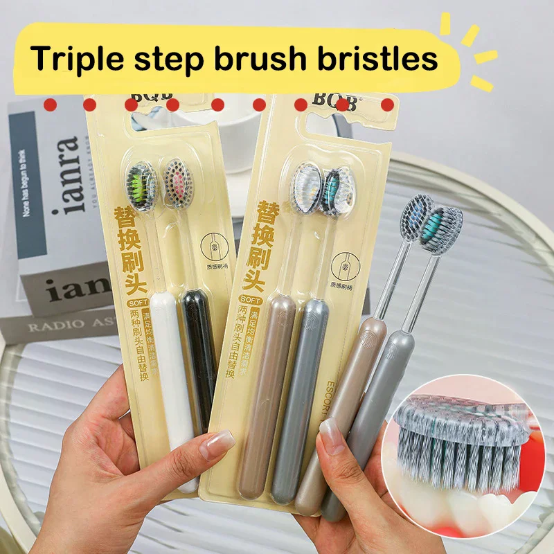 2Pcs Mouth Clean Toothbrush Ultra-Fine Soft Hard Bristle Toothbrush Deep Cleaning For Adults Whitening Teeth