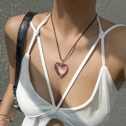 Colorful Heart-shaped Glass Pendant Beads Love Heart Charm Component Candy Color for DIY Keychain Neckchain Crafts Dropshipping