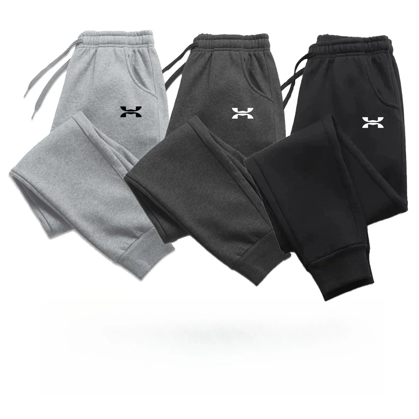 

Новые модные мужские спортивные брюки для бега с зимними утолщенными повседневными спортивными штанами с принтом для занятий спортом на открытом воздухе и повседневной одежды