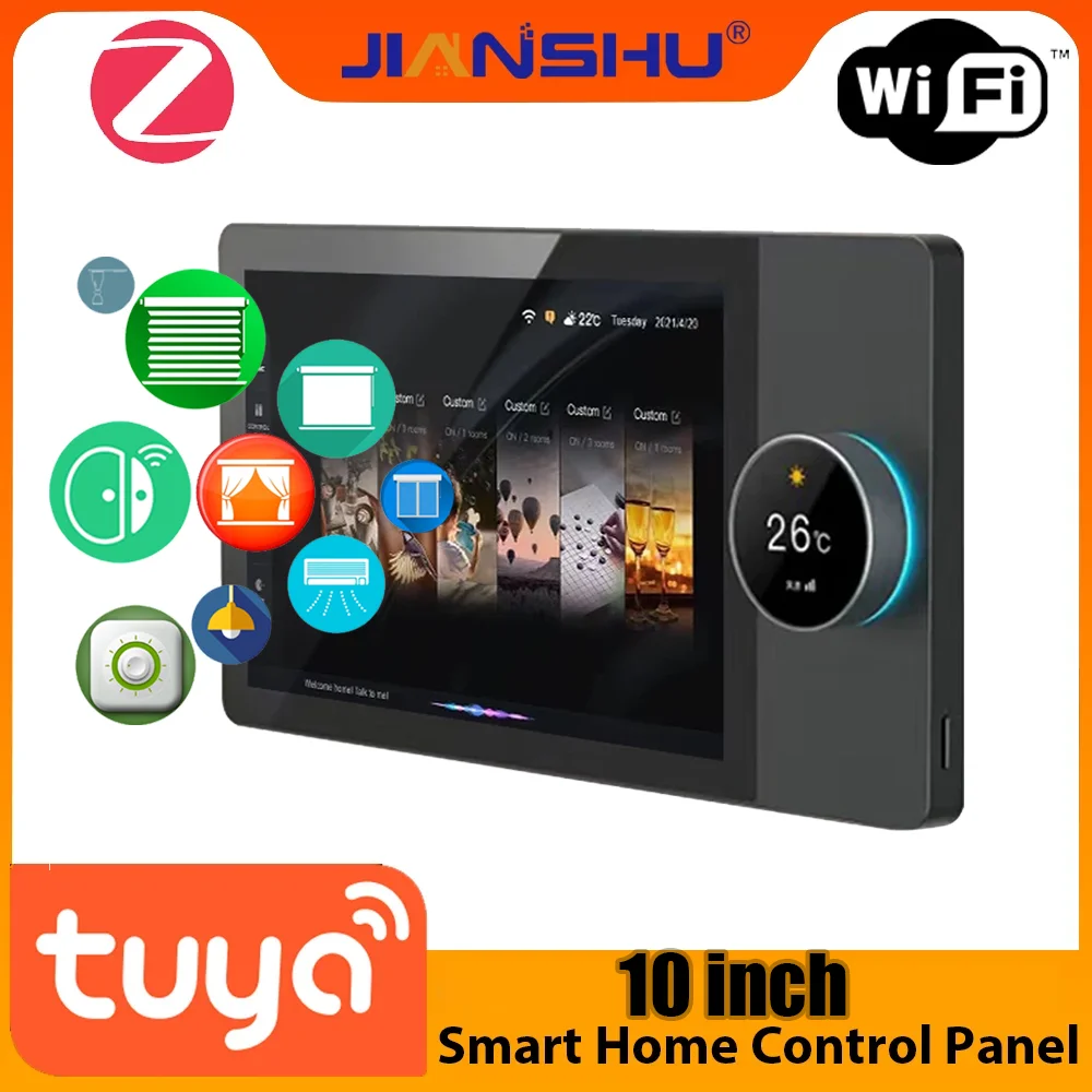 

Jianshu Smart Home Control Panel Tuya Display Wifi Zigbee Smart Screen 10 Inch Multi-Function Central Panel Zigbee Hub Build in