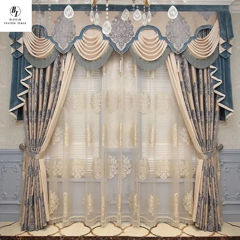 

Нестандартный размер! Американские ретро вышитые жаккардовые синельные элегантные лоскутные шторы для гостиной, столовой, спальни, декор окна