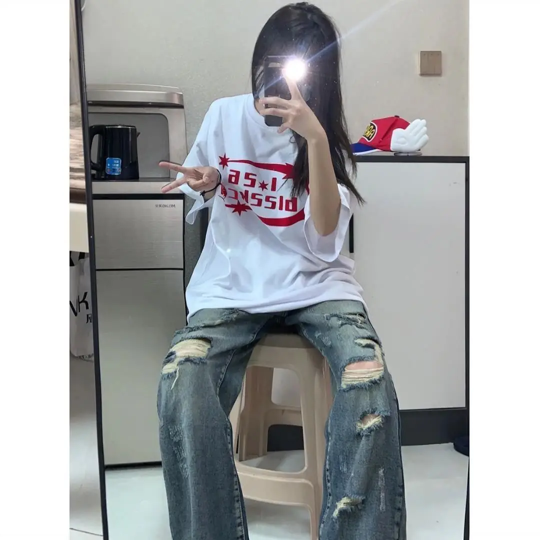 تي شيرتات قصيرة الأكمام للسيدات على الطراز القوطي الشرير ملابس الشارع Y2K ريترو كاواي جمالية قطع علوية قصيرة غير رسمية مريحة موضة الصيف