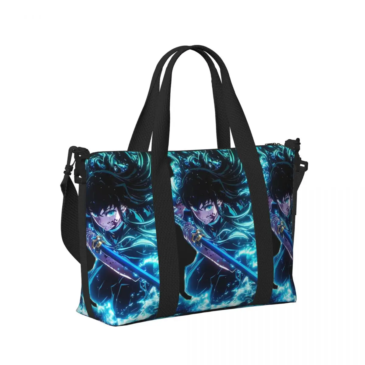

Anime Muichiro Tokito Demon Slayer Beach Travel Bag Large Capacity Tote Bags for Gym Sport Women Shopping Duffle Shoulder Bag