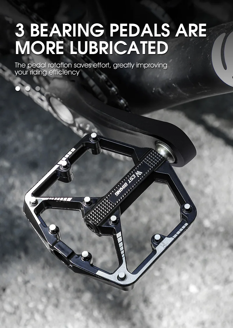 WEST BIKING 3-Lager Fahrradpedale aus Aluminiumlegierung für MTB, Mountainbike, Rennrad und BMX - Rutschfeste Flachpedale als Fahrradzubehör – Detail 5