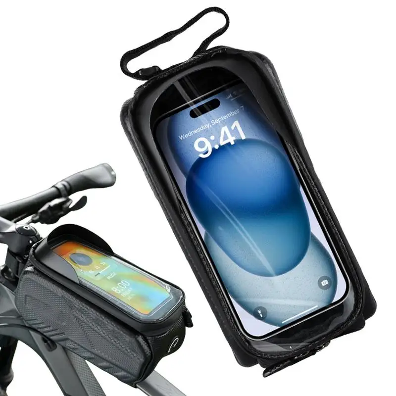 Bicycle Waterproof Phone Holder Phone Mount Cycling Pouch Tube Bag Cycling Accessories TPU Hard Case With Carbon Pattern Large