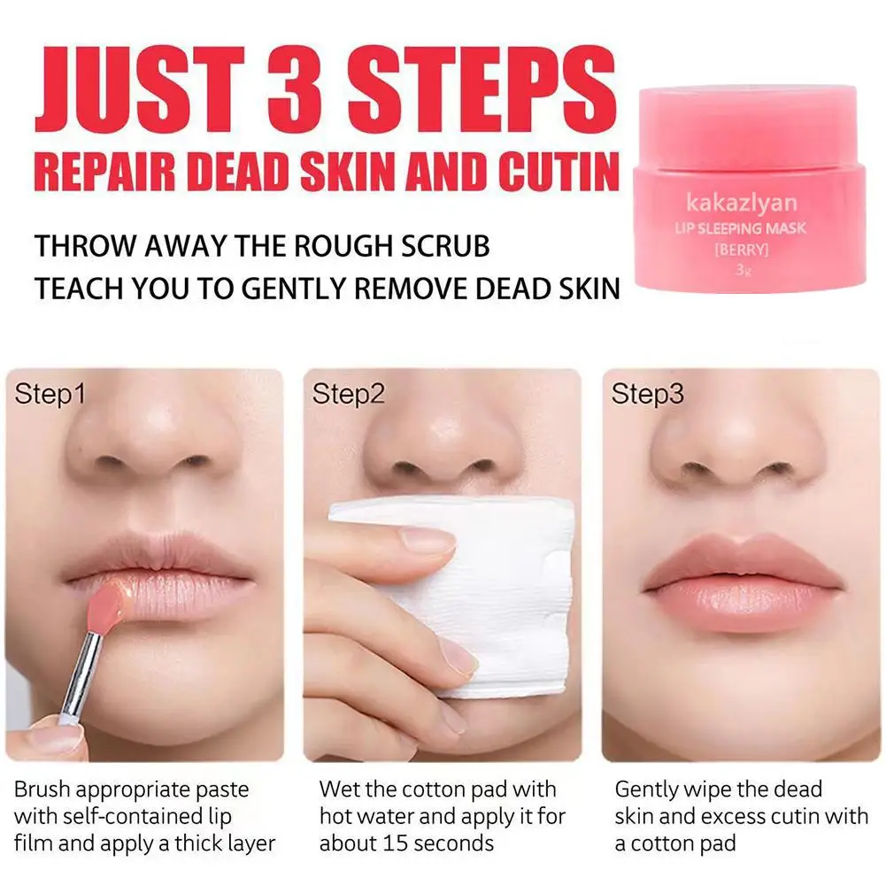 3pcs 3g South Korea Lip Sleep Mask Night Sleep Maintenance Moisturizing Lip Gloss Bleach Cream Nourishing Lip Care Lip Balm