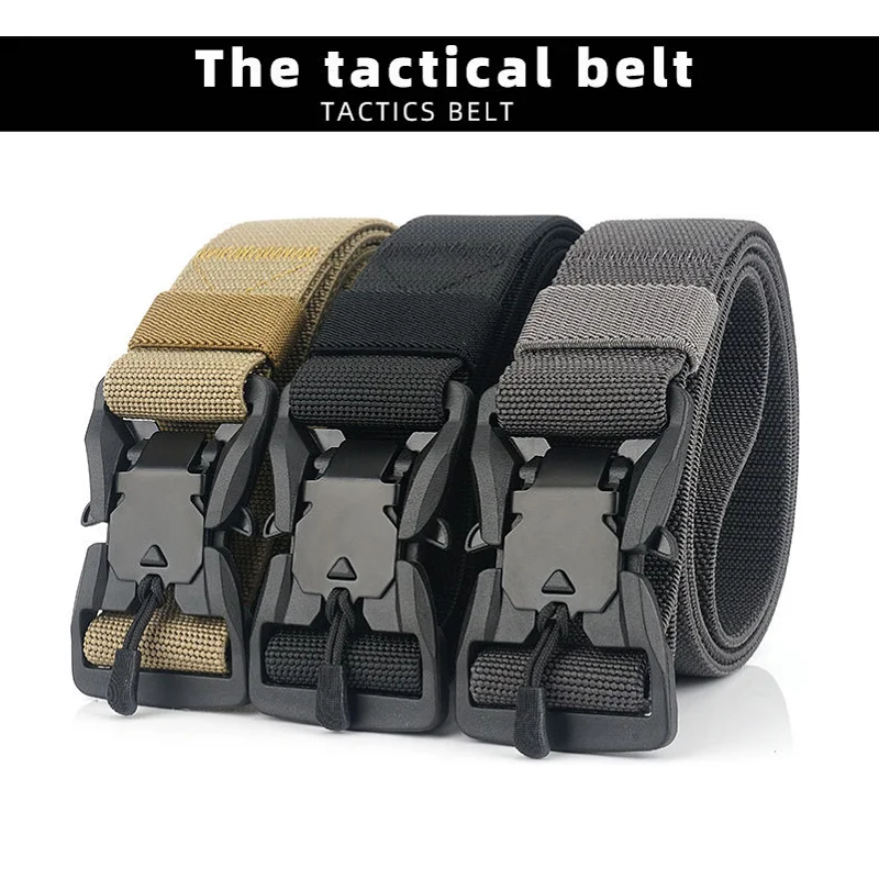 

Men's Belt Tactical Belt For Outdoor Fishing Hunting Multi Function Buckle Waistband Leisure Belt Quick Release Nylon Elastic