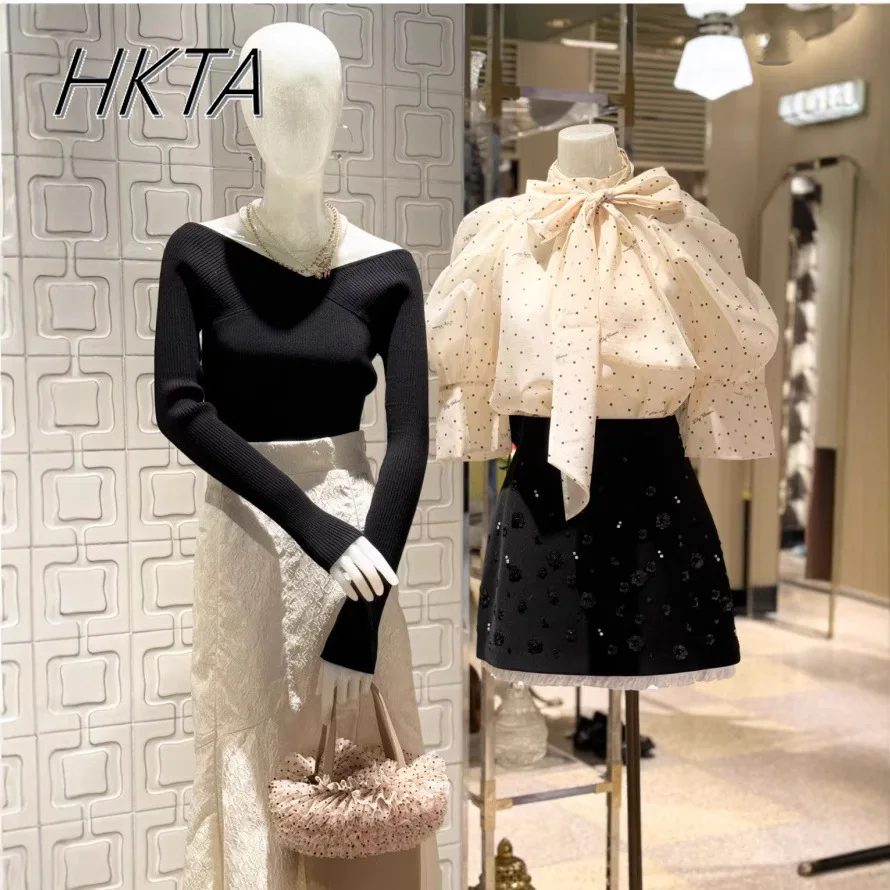 

Japanese New Classic Organza Lantern Sleeve Fairy Shirt Women's Top Spring and Summer Lace-up Bow Shirts Office Lady Blouse Tops