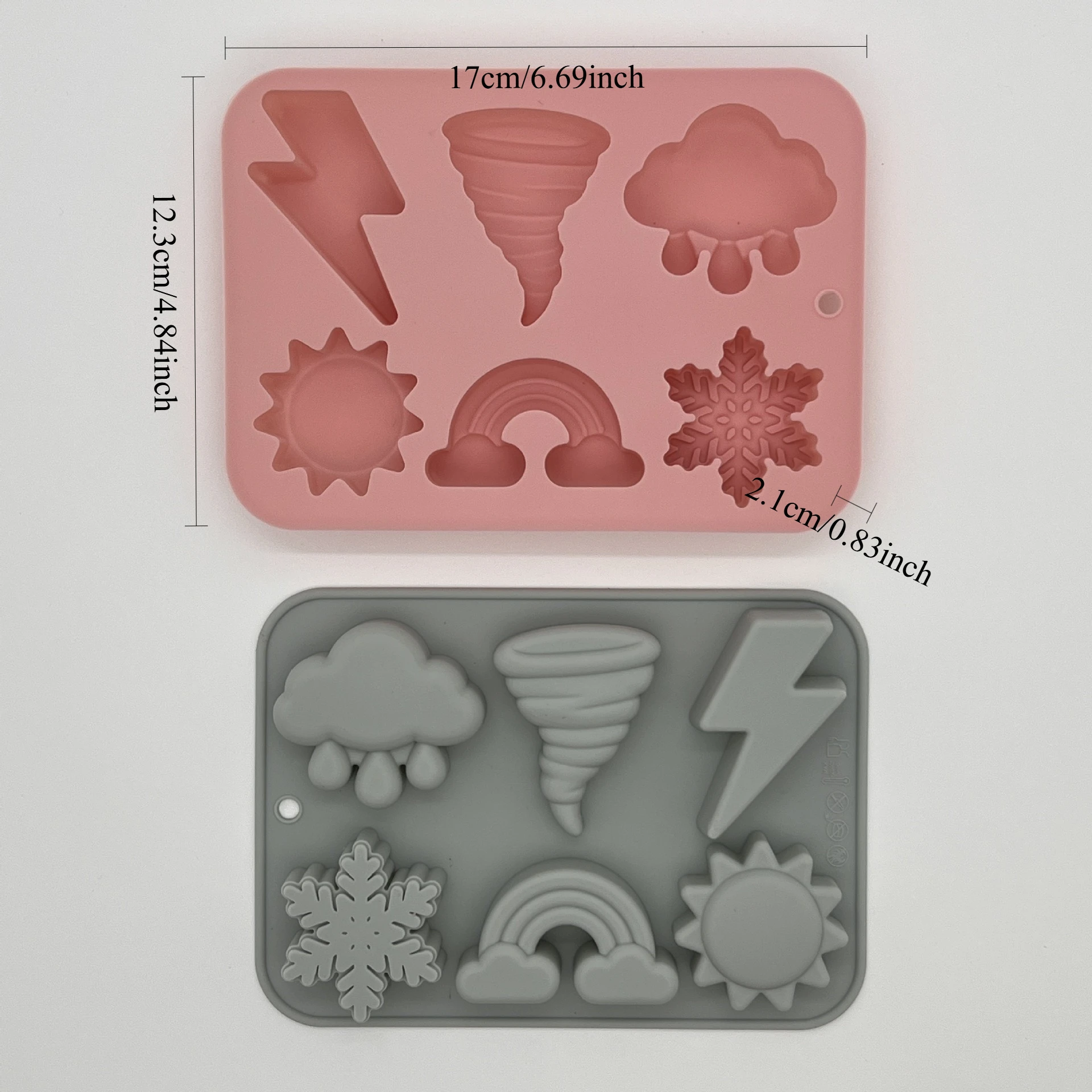 6 Cavity Weather Theme Silicone Mold Sun Rainbow Snowflake Cloud Chocolate Candy Ice Cube Tray DIY Cake Decor Baking Mould