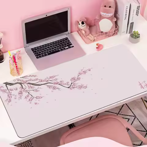 Japan Cherry Blossom Mouse Pad Gray Laptops Gaming Deskmat Sakura Mousepad Anime Office Carpet Gamer Keyboard Computer Desks