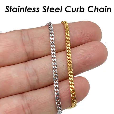 20 Pieces Stainless Steel Curb Chain Necklace Gold Color 1.5mm 2mm Cuban Link Necklace for Women or Men