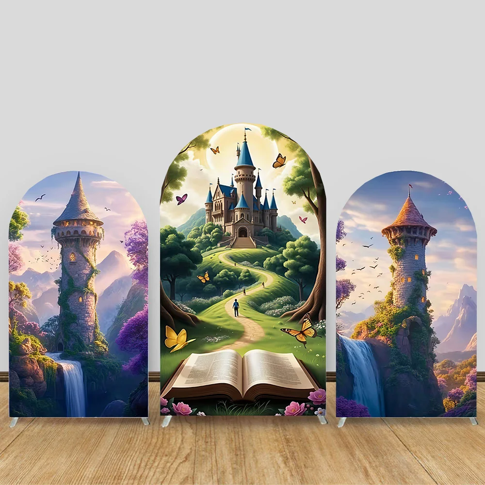 

Little Princess Happy Birthday Castle Arch Backdrop Cover Baby Photo Photographic Arched Backgrounds Party Decorations Props
