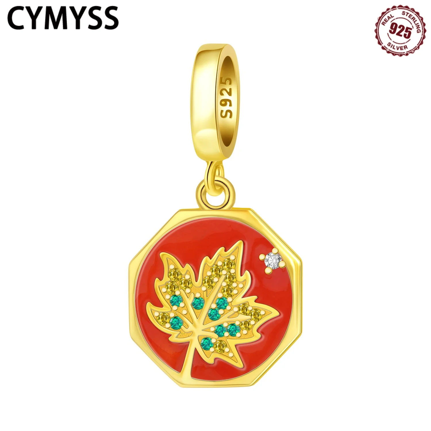 

CYMYSS 925 Sterling Silver Autumn Maple Leaf Design Pendant Jewelry Holiday Gift Suitable For DIY Bracelet Pendant Women Pendant