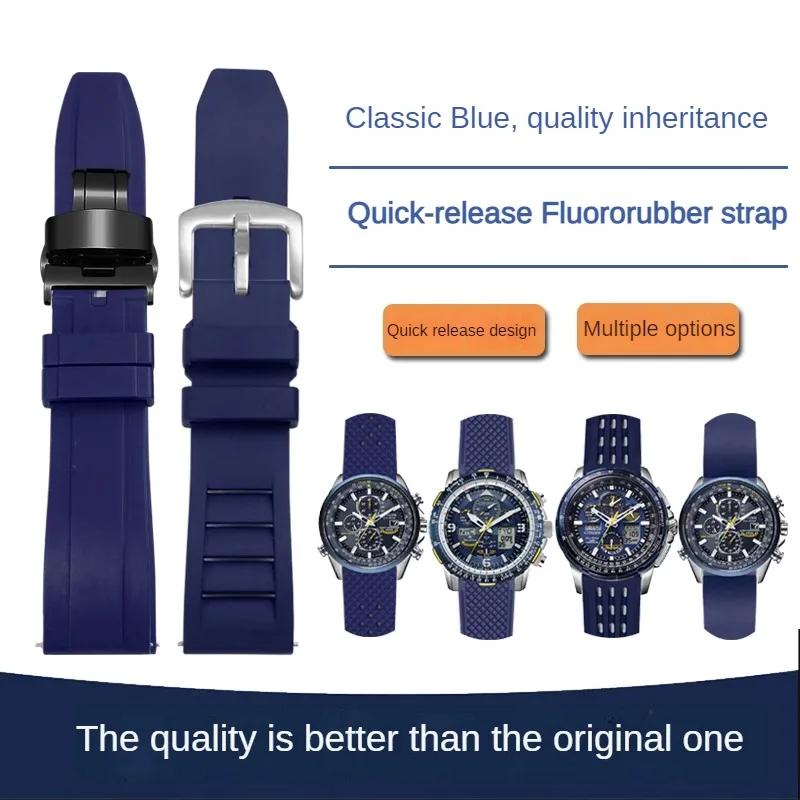 

Substitute Blue Angel Sky Eagle 2nd Generation JY8020/8078 Series Flat Interface Fluororubber Watch Strap 18/19/20/21/22/23/24mm