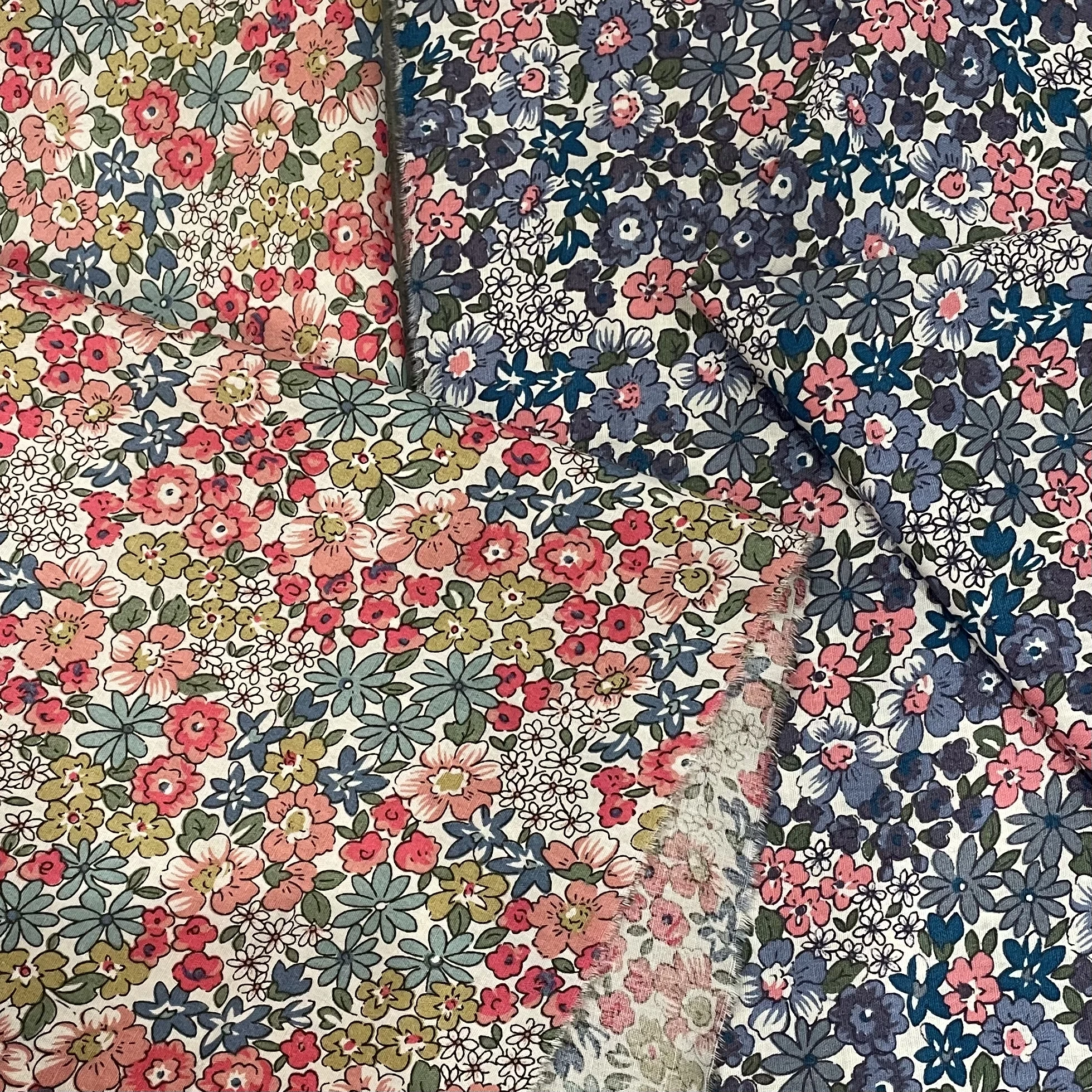 Teramila Red Flowers and Plants100% Pure Cotton 40S Like Liberty Fabric Digital Printing For Sewing Cloth Dresses Skirt Design