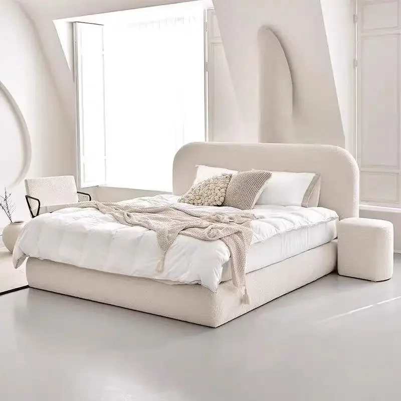 

Modern Cream Bed French Minimalist Hotel Aesthetics Fashionable Bed Fashionable Confortable Princess Cama De Casal Furniture