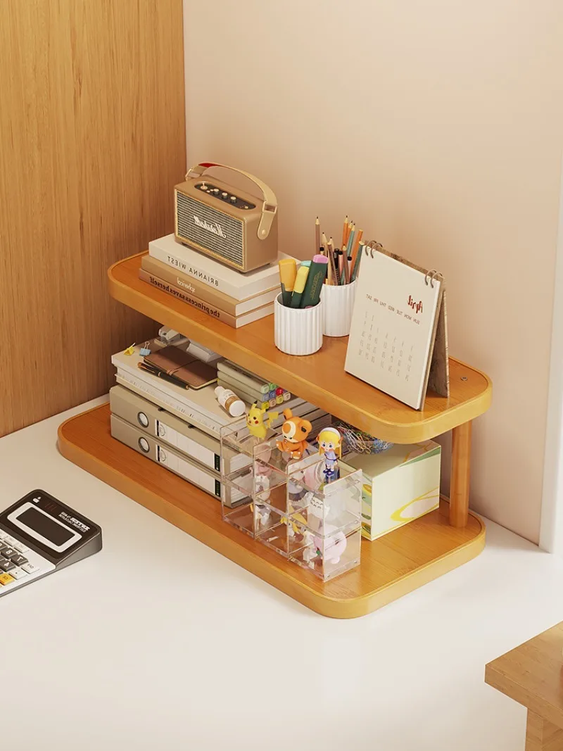 

Double-Layer Wooden Desk Organizer for Office & Home - Compact Multi-Functional Cup Holder， Durable & Space-Saving Design