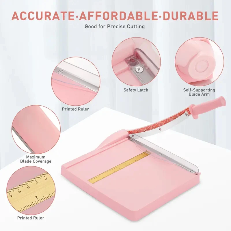 Pink A4 Guillotine Photo Cutter Heavy Duty 12 Inch Professional Manual Paper Trimmer