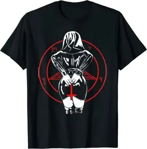 

Bad Nun Sexy Satanic Cult Cool Unisex T-Shirt Dark Vibe Meets Edge! Bold "bad Nun" X Satanic Sleek Design with Mysterious Allure