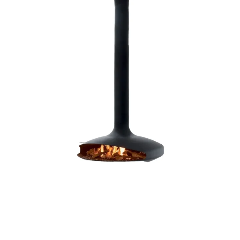 Modern indoor floating fireplace black 360 degree rotating wood burning hanging fireplace home decoration hanging