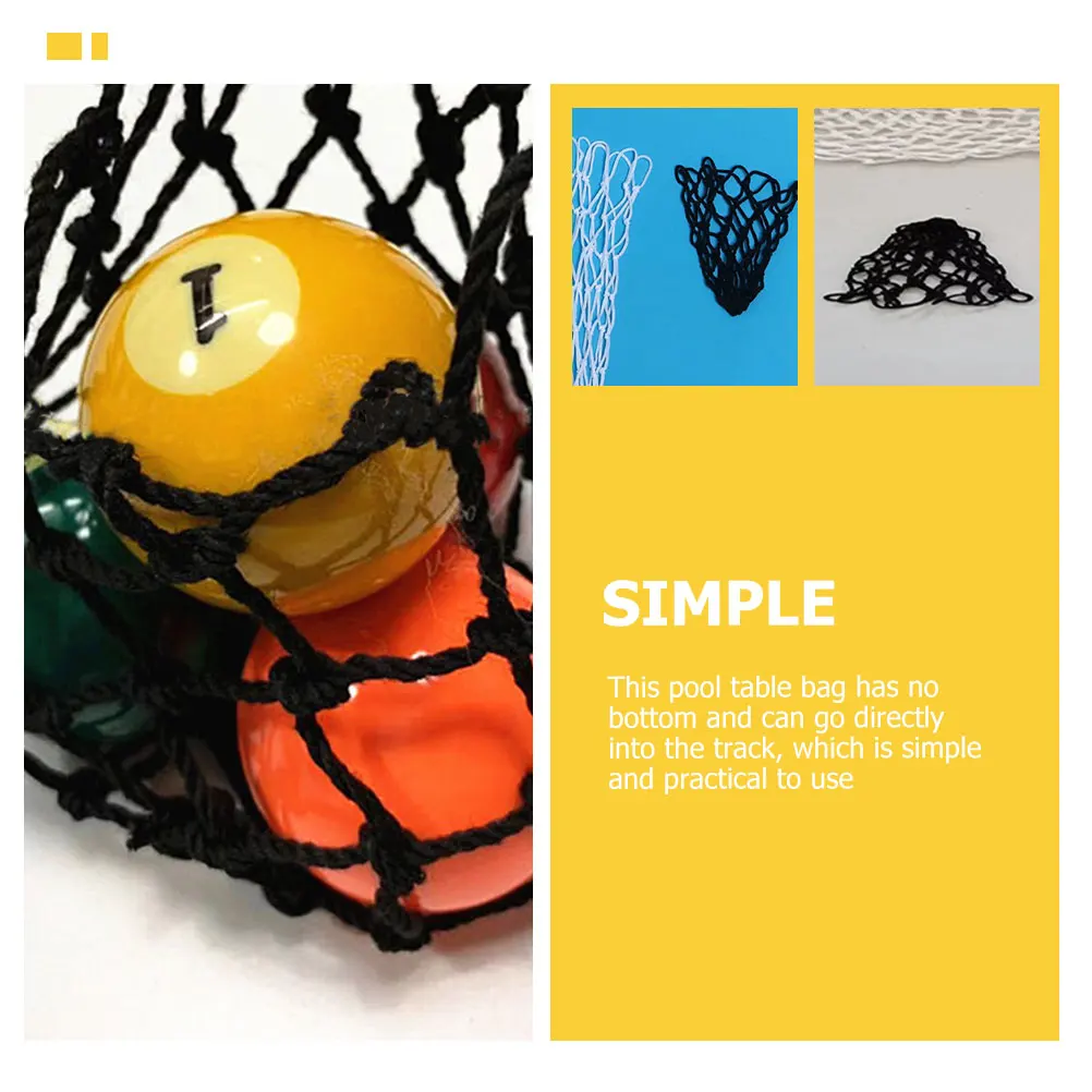 

6pcs Pool Table Net Bag Billiards Cotton Mesh Pocket Replacement Liners Accessories Black Color Reusable Durable