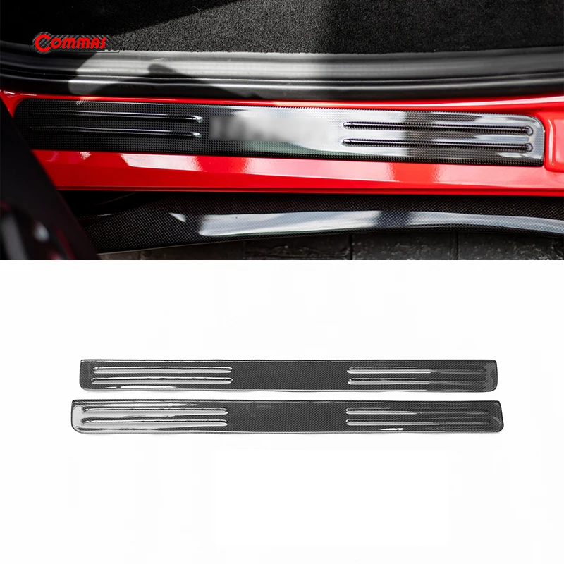 Car Door Sill Scuff Plate Protector Cover Trim Pedals Guard For Ferrari F8 OEM Style Dry Carnon Fiber Welcome Pedal Accessories