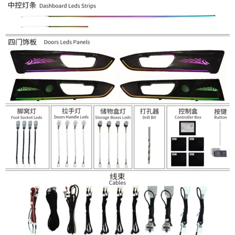 

2019-2024 Crider/Envix App-Controlled Car Interior RGB Ambient Lighting Kit High Quality Compatible with Original 1:1 Car Mold