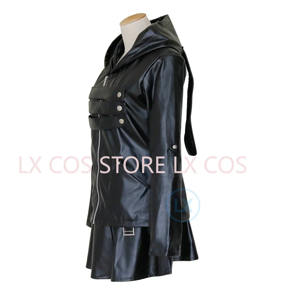 Anime  Touka Kirishima Cosplay Costume Full Set Uniform PU Leather Black Dress Hoodie Women Halloween Fighting Dress