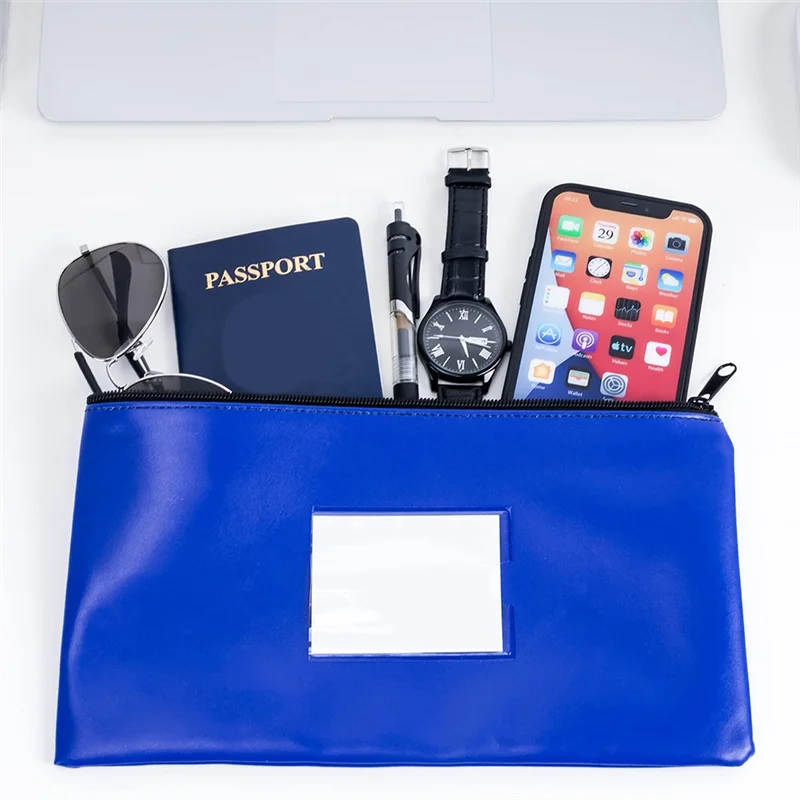 10パック銀行預金マネーバッグ、ジッパー付き、レザーバッグウォレットポーチ、ラベル付き、化粧バッグ、現金、コイン、Cet用