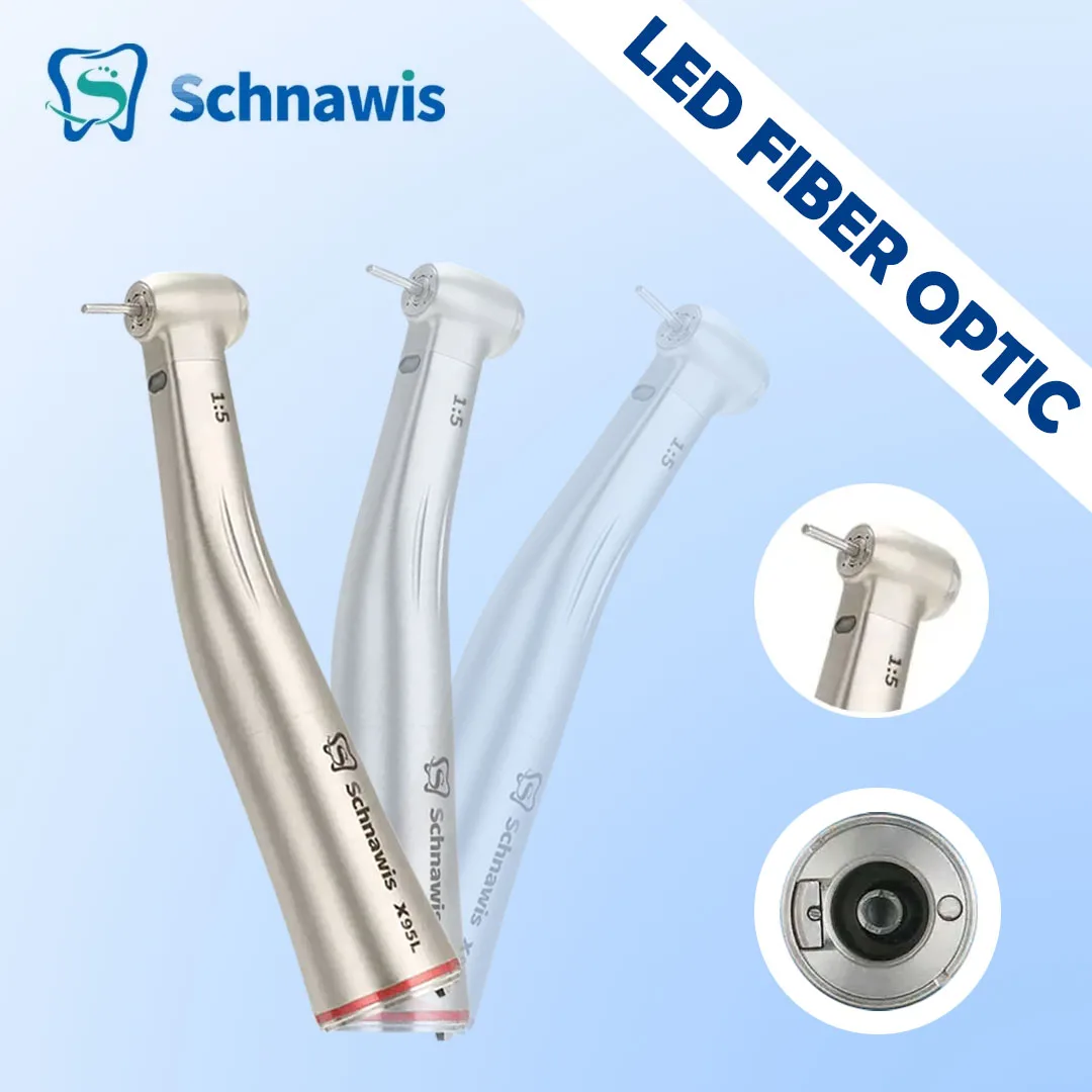 

Schnawis Dental Contra Angle 1:5 Increasing Speed Handpiece X95L LED Fiber Optic Handpiece Inner Water Red Ring Style