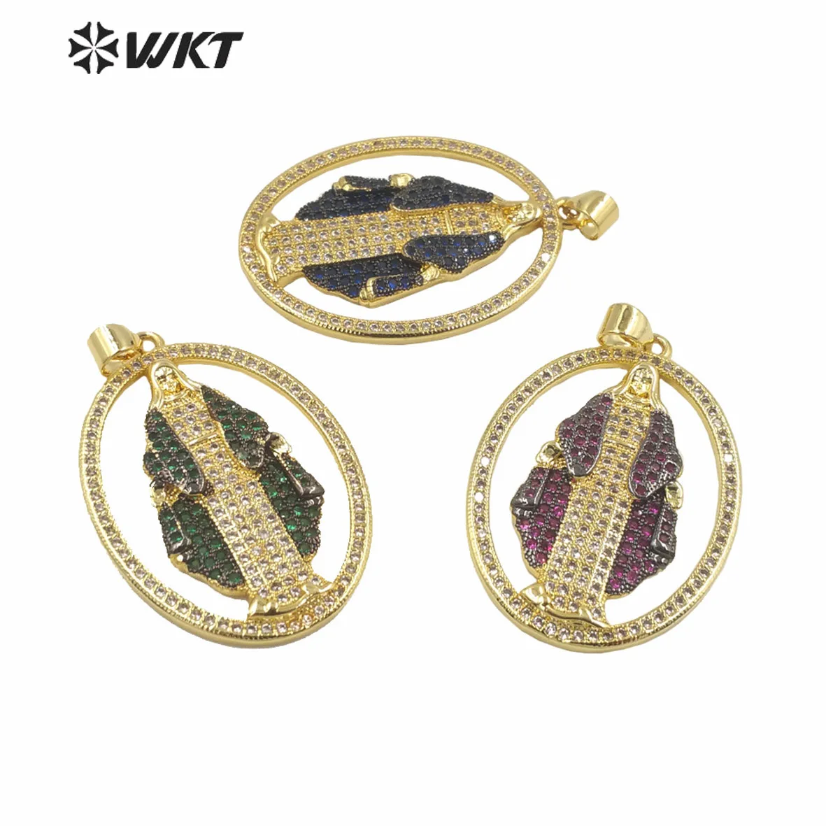 WT-MP278 Unique Fashion Gold Plated Colorful Cubic Zircon Micropave Symble Icon Jewelry Pendants