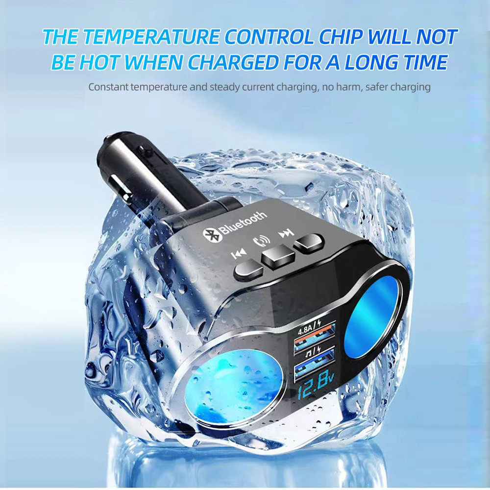 bluetooth transmitter for car cigarette lighter Car Charger Bluetooth FM Transmitter Car Cigarette Lighter 12V-24V Socket  Splitter Charger Dual USB Charge with Voltage Display