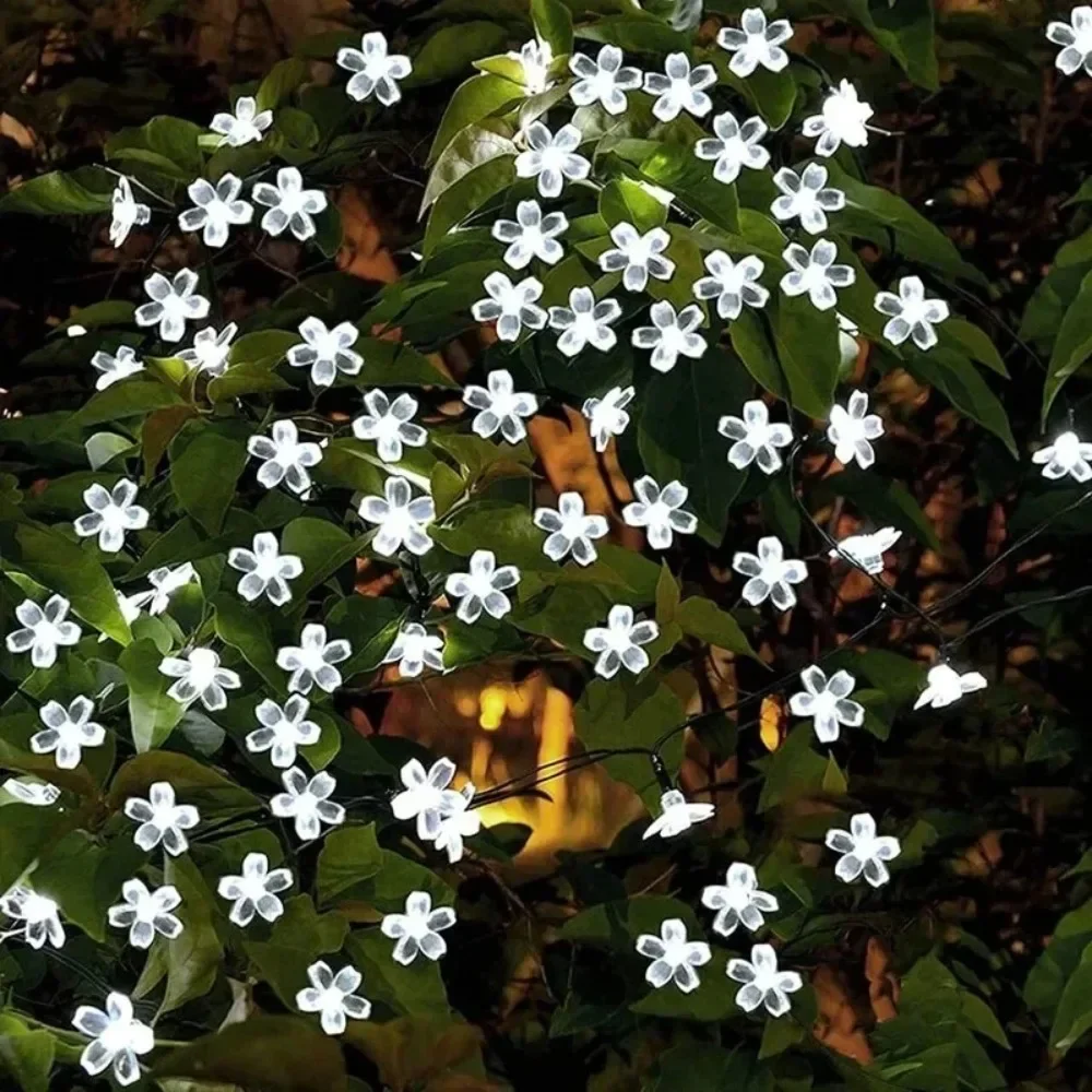 Solar Cherry Garden Flower LightsBattery-operated Garland Solar Outdoor Waterproof Lawn Pathway Christmas Decoration