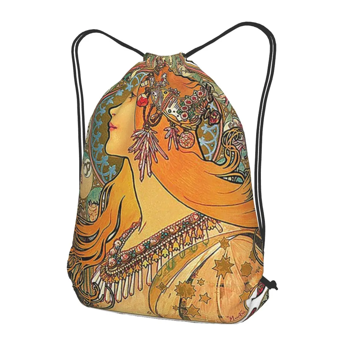 

Zodiac (Original Version), By Alphonse Mucha (1896) ORIGINAL COLORS Backpacks Drawstring Bags Sports Bag Book Bags for Travel