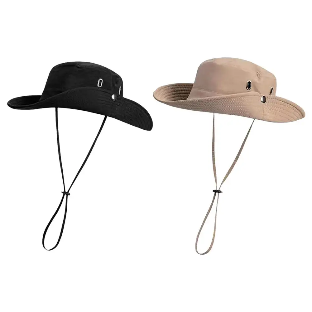 Fashion Summer Bucket Hat Wide Brim Anti-UV Sun Protection Outdoor Fishing Hiking Camping Beach Suncreen Hats For Men Women J4T6